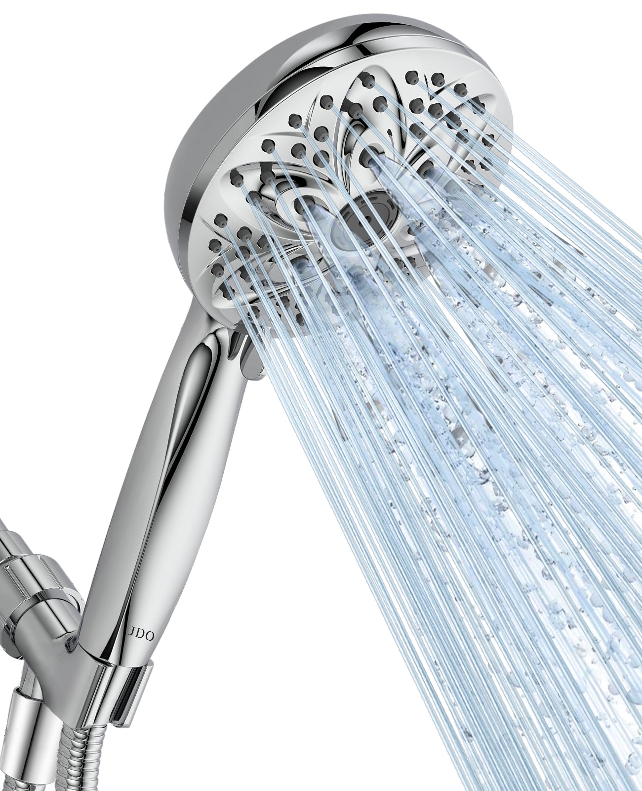 JDO 6-Setting Shower Head with Handheld, High Pressure Hand held Shower Head, 4.7 Inch Chrome Detachable Showerhead Set with 59 Inch Stainless Steel Hose and Adjustable Showerhead Holder