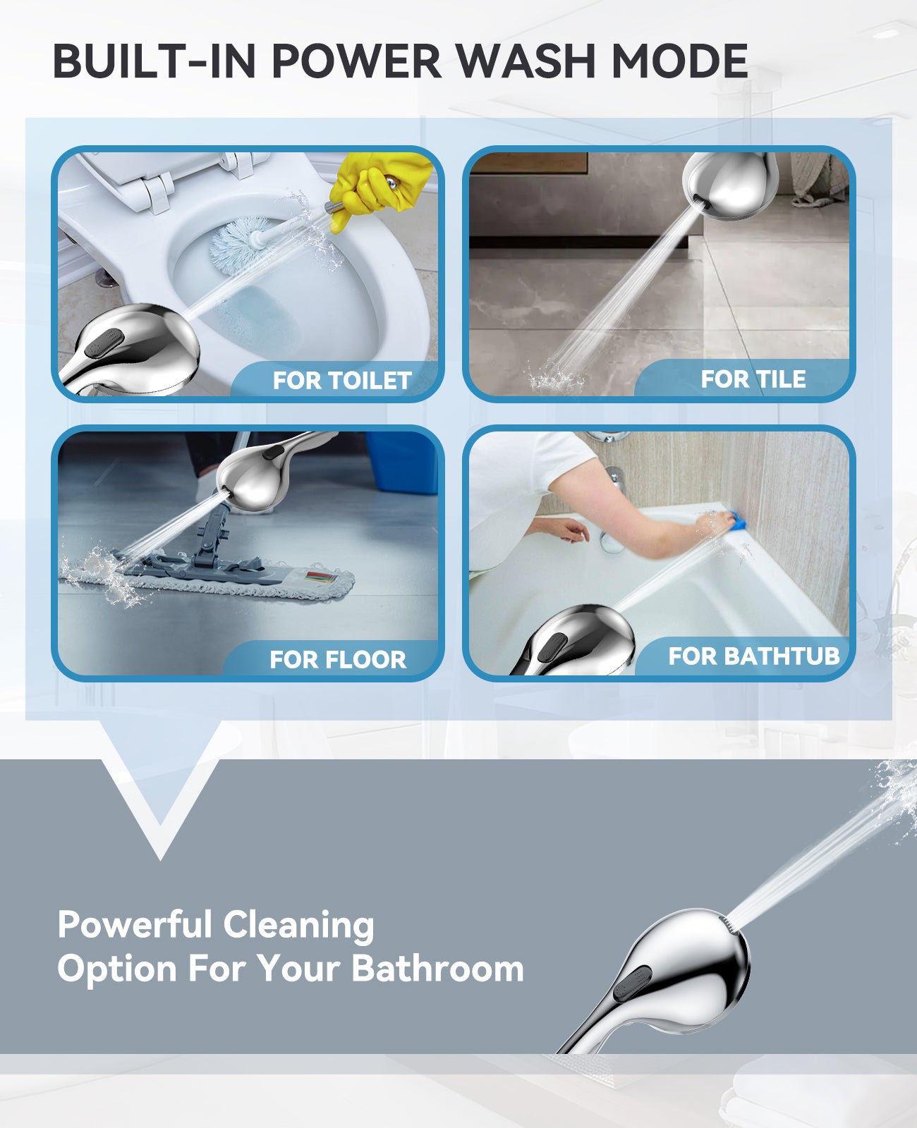 JDO Shower Head with Handheld, High Pressure Handheld Shower Head 9 Settings, Detachable Shower Head Set with Stainless Steel Hose and Shower Bracket