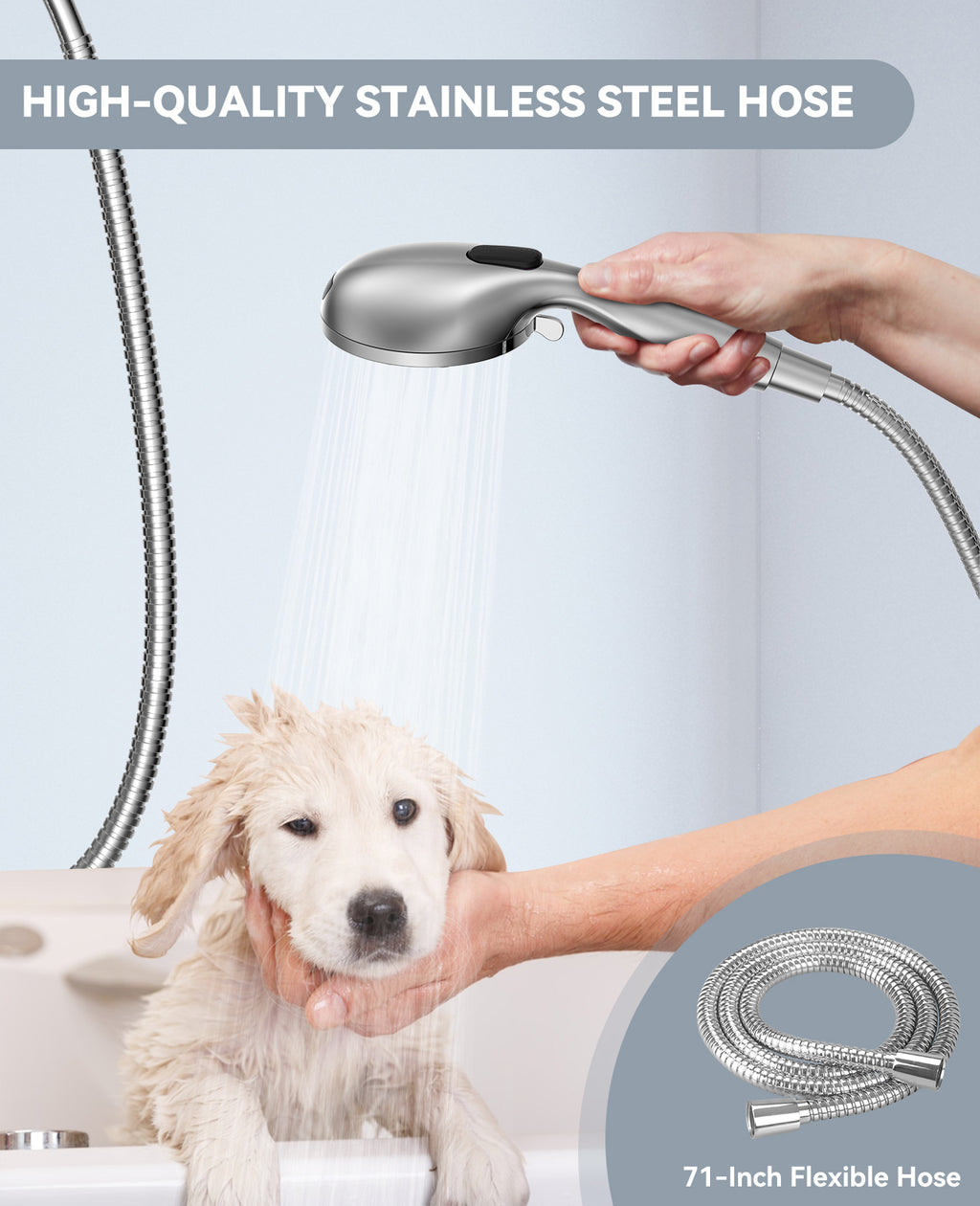 JDO Shower Head with Handheld, High Pressure Handheld Shower Head 9 Settings, Detachable Shower Head Set with Stainless Steel Hose and Shower Bracket