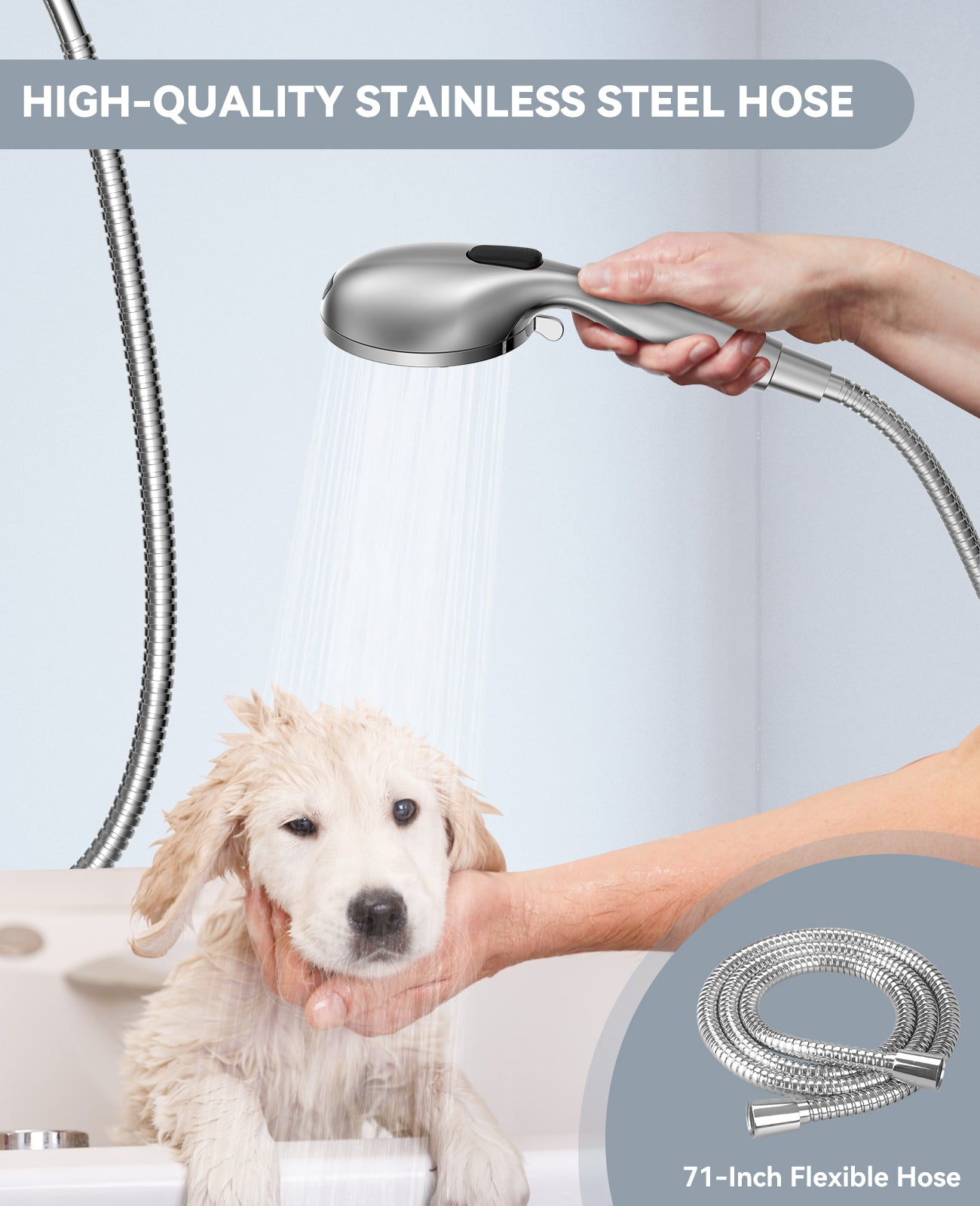 JDO Shower Head with Handheld, High Pressure Handheld Shower Head 9 Settings, Detachable Shower Head Set with Stainless Steel Hose and Shower Bracket