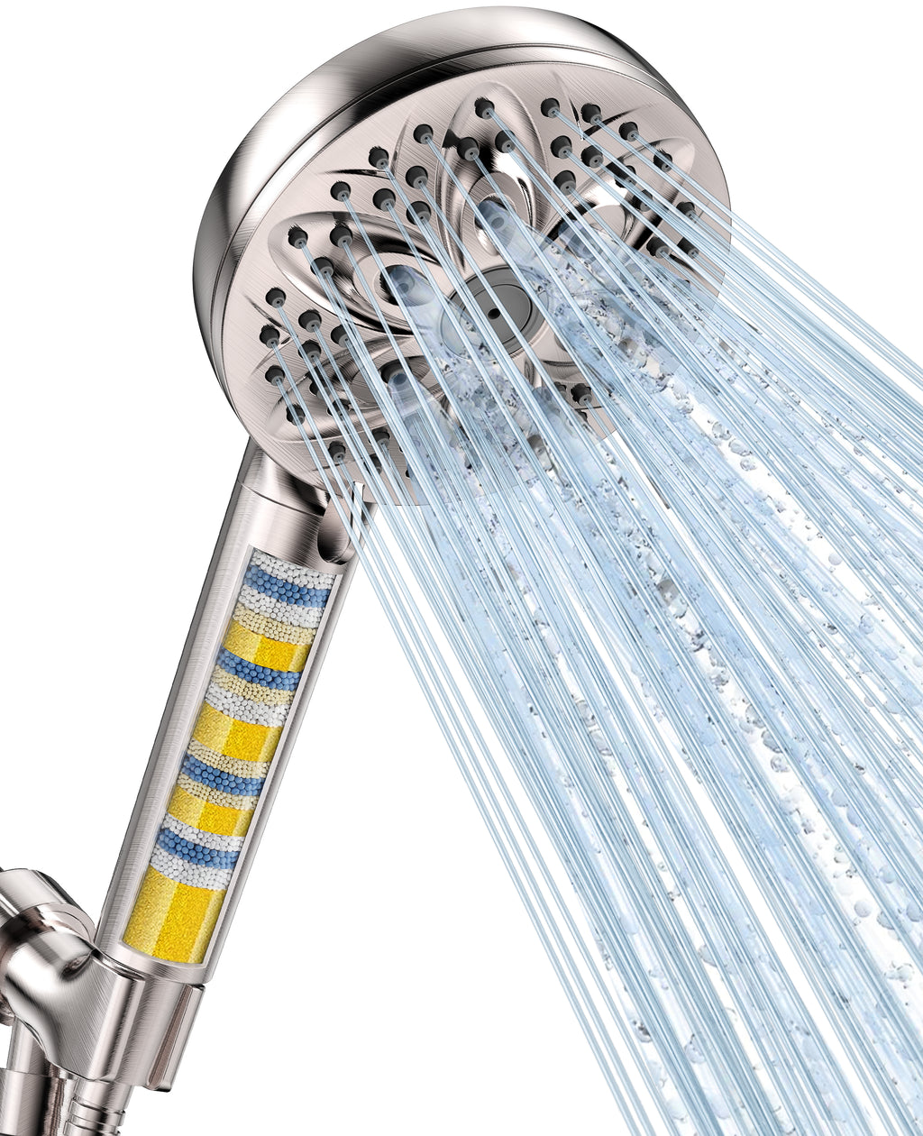 JDO 6-Setting Filtered Handheld Shower Head, High Pressure Shower Head with Replaceable Filter Cartridge 4.7 Inch Detachable Showerhead for Chlorine Hard Water Removal 59 Inch Stainless Steel Hose